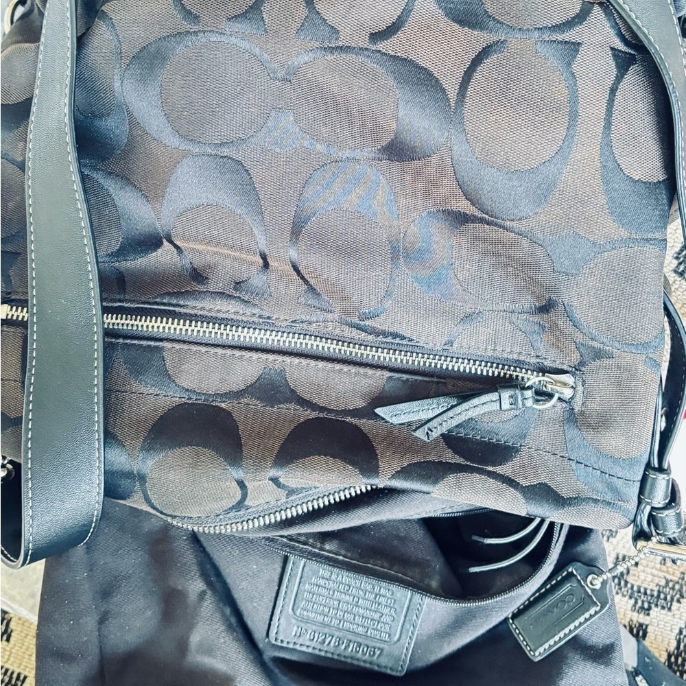 Coach Signature C Monogram Jacquard Black Hobo Bag - Picture 10 of 11